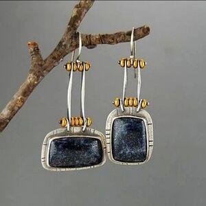 Vintage Handmade Asymmetric Geometric Earrings.